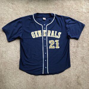 A4 Connecticut Generals Baseball Jersey Men's Size Large, #21 Osorio Sr, Blue